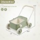 Baby push walker in green with foldable handlebar and large storage basket, ideal for kids aged 3-6 years.