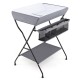 Gray baby storage folding diaper changing table with three compartments, designed for easy access and convenience.