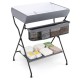 Gray baby storage folding diaper changing table with three compartments for easy access, perfect for convenient diaper.