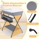 Folding baby changing table in gray with waterproof PVC, three compartments, and sturdy metal frame for easy diaper.