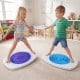 Two children play on the Balance Board Maze for Kids, featuring three maze discs and an anti-slip surface for safe balancing.