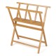 Bamboo art print rack features an open design with a middle shelf, ideal for displaying canvases and artwork up to 34" x 19".