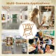 Bamboo art print rack with open storage design and X-shaped support legs, ideal for galleries and art studios.