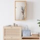 Bamboo small medicine cabinet showcasing a high-definition acrylic mirror and natural wood finish, perfect for stylish.