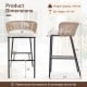 Bar height woven rope patio chair with cushion, 400 lbs capacity, ideal for outdoor seating on patio or balcony.