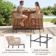 Bar height woven rope patio chairs set of 2 in white with wraparound backrests and built-in footrests for outdoor.