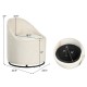 Beige barrel chair with hidden storage, soft velvet upholstery, and 360° swivel, ideal for living room or bedroom use.