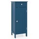 Compact Prussian blue bathroom cabinet with one drawer and adjustable shelves for efficient storage in small spaces.