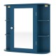 Mirrored bathroom cabinet in Prussian blue with 4 shelves and HD mirror for ample storage and daily grooming.