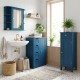 Prussian blue bathroom cabinets featuring a mirrored cabinet, 4-drawer unit, and 1-drawer cabinet for stylish storage.