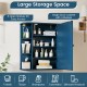 Prussian Blue bathroom cabinet featuring 6 open shelves and 4 enclosed shelves for organized storage and easy access.