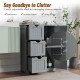 Gray bathroom floor cabinet with 3 drawers and adjustable shelf, ideal for organizing items in various rooms.