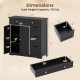 Dimensions of the black bathroom floor cabinet with 4 drawers and 2 doors, featuring adjustable shelf and total.
