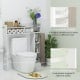 Bathroom over-the-toilet storage organizer in white with adjustable shelves and reinforced bar for efficient space use.