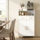 Freestanding white bathroom storage cabinet showcases a sleek design with two doors and ample space for versatile organization.