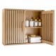 Bathroom wall cabinet with slatted doors, adjustable shelves, and natural finish for versatile storage in any space.