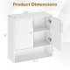Bathroom wall cabinet dimensions with fluted doors, adjustable shelf, and open compartment for cosmetics and storage.