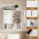 Bathroom wall cabinet with fluted doors, adjustable shelf, and open compartment for cosmetics, ideal for organized.