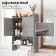 Bathroom wall cabinet in grey with adjustable shelves and towel bars, maximizing space and keeping items organized.