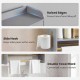 Bathroom wall cabinet in grey with raised edges, side hook for toilet paper, and double towel rack for convenience.