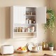 White bathroom wall cabinet with adjustable shelf, towel bar, and open shelf for organized storage in any home style.