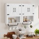 White bathroom wall cabinet with 2 barn doors, towel bar, and 3-tier storage, ideal for organizing toiletries and decor.