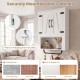 Bathroom wall cabinet with 2 barn doors, towel bar, and 3-tier storage, ideal for concrete and brick walls.