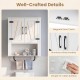Bathroom wall cabinet with barn doors, aluminum alloy handles, and towel bar, featuring an easy-to-clean surface.