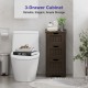 3-drawer bathroom storage cabinet in brown, made of high-density MDF, ideal for compact spaces and daily organization.