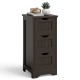 Freestanding brown storage organizer with three drawers, perfect for compact spaces in homes or offices.