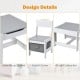 Kids table and chair set with storage boxes, featuring a 2-in-1 drawing surface and ergonomic design for comfort.