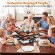 COSTWAY Electric BBQ Grill with fondue pot serves 8 people, featuring a double-sided grill plate and 26 accessories for parties.