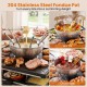 304 stainless steel fondue pot with hot oil and chocolate options, perfect for family fun and parties with 8 people.