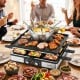 COSTWAY electric BBQ grill with fondue pot set for 8 people, featuring dual adjustable thermostats and 26 accessories.