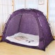 Purple portable indoor privacy play tent with sturdy fiberglass poles, mesh vents, and pockets for kids and adults.