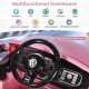 Steering wheel with horn and multifunctional dashboard for the Volkswagen Beetle kids electric ride on car in pink.
