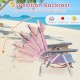 Portable folding beach chair set with 5-position backrest and padded headrest in gradient pink, ideal for outdoor.