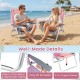 Portable folding beach chairs set of 2 in gradient pink with adjustable backrests and cozy armrests for outdoor comfort.