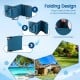 Folding Beach Chaise Lounge Chair in blue with adjustable backrest, detachable pillows, and convenient carry straps.