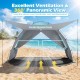 Beach tent sun shelter with extended floor and double-layer mesh windows for ventilation, ideal for family outings.