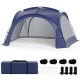 Large blue beach tent for 12-15 people with removable sidewalls, UPF 50+ protection, and easy setup for outdoor events.