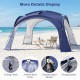 Beach tent for 12-15 people featuring removable zippered sidewalls, UPF 50+ protection, and mesh roof vents for ventilation.