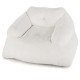 Plush beige bean bag chair with overstuffed backrest and armrests, perfect for relaxing or watching TV.