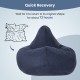 Bean bag chair in blue with corduroy cover, showcasing quick recovery feature for lasting comfort and support.