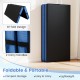Bi-fold gymnastics mat in black with 2 carry handles, 4-inch thick EPE foam, ideal for home gym storage and exercise.