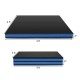 Thick black bi-fold gymnastics mat, 4-inch EPE foam, waterproof cover, ideal for yoga and exercise, with carrying.