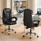 Big high back executive chair in black with linkage armrests and adjustable height for ergonomic office comfort.