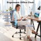 Ergonomic office chair with adjustable height, linkage armrests, and lumbar support, ideal for long hours of work.