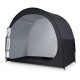 Portable bike storage tent in black, featuring waterproof PU coated fabric and a large walk-in door for easy access.