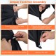 Tool-free assembly steps for the portable bike storage tent made of waterproof PU coated oxford fabric.